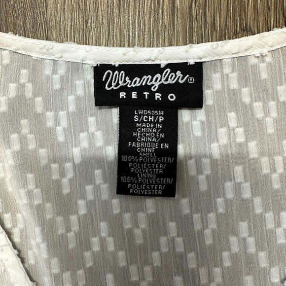 Wrangler Retro White Poet V-Neck Long Sleeve Tiered Western Dress Womens Small - Picture 6 of 7